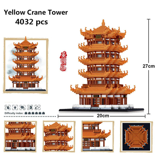 Yellow Crane Tower Building Block Model Ziggy's Pop Toy Shoppe